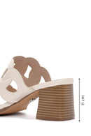 Women's Cream Thick Heeled Slippers | Derimod Women's Cream Thick Heeled Slippers | Derimod