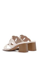 Women's Cream Thick Heeled Slippers | Derimod Women's Cream Thick Heeled Slippers | Derimod