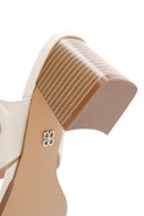 Women's Cream Thick Heeled Slippers | Derimod Women's Cream Thick Heeled Slippers | Derimod