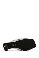 Women's Silver Transparent Thick Heeled Metallic Slippers | Derimod Women's Silver Transparent Thick Heeled Metallic Slippers | Derimod