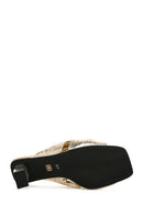 Kadın Altın Şeffaf Kalın Topuklu Metalik Terlik | Derimod Kadın Altın Şeffaf Kalın Topuklu Metalik Terlik | Derimod