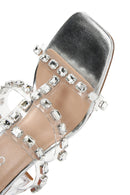 Women's Silver Transparent Thick Heeled Slippers | Derimod Women's Silver Transparent Thick Heeled Slippers | Derimod
