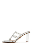 Women's Silver Transparent Thick Heeled Slippers | Derimod Women's Silver Transparent Thick Heeled Slippers | Derimod