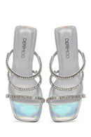 Women's Silver Stone Wedge Heeled Slippers | Derimod Women's Silver Stone Wedge Heeled Slippers | Derimod