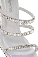 Women's Silver Stone Wedge Heeled Slippers | Derimod Women's Silver Stone Wedge Heeled Slippers | Derimod