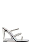 Women's Silver Stone Wedge Heeled Slippers | Derimod Women's Silver Stone Wedge Heeled Slippers | Derimod