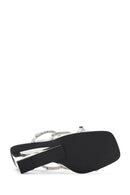Women's Silver Stone Wedge Heeled Slippers | Derimod Women's Silver Stone Wedge Heeled Slippers | Derimod