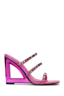 Kadın Pembe Taşlı Dolgu Topuklu Terlik | Derimod Kadın Pembe Taşlı Dolgu Topuklu Terlik | Derimod