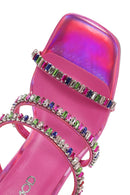 Kadın Pembe Taşlı Dolgu Topuklu Terlik | Derimod Kadın Pembe Taşlı Dolgu Topuklu Terlik | Derimod