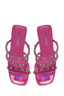 Kadın Pembe Taşlı Dolgu Topuklu Terlik | Derimod Kadın Pembe Taşlı Dolgu Topuklu Terlik | Derimod