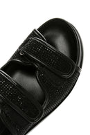 Women's Black Stone Sandals | Derimod Women's Black Stone Sandals | Derimod