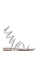 Women's Silver Ankle Strap Stone Sandals | Derimod Women's Silver Ankle Strap Stone Sandals | Derimod
