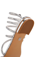 Kadın Gümüş Bilekten Bantlı Taşlı Sandalet | Derimod Kadın Gümüş Bilekten Bantlı Taşlı Sandalet | Derimod