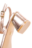 Kadın Pembe Bilekten Bantlı Kalın Orta Topuklu Örgü Desenli Sandalet | Derimod Kadın Pembe Bilekten Bantlı Kalın Orta Topuklu Örgü Desenli Sandalet | Derimod