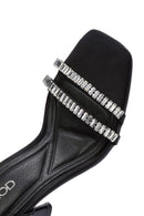 Women's Black Ankle Strap Jeweled Thin Heel Sandals | Derimod Women's Black Ankle Strap Jeweled Thin Heel Sandals | Derimod