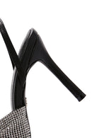 Women's Black Ankle Strap Stone Thin Heel Sandals | Derimod Women's Black Ankle Strap Stone Thin Heel Sandals | Derimod