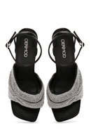 Women's Black Ankle Strap Stone Thin Heel Sandals | Derimod Women's Black Ankle Strap Stone Thin Heel Sandals | Derimod