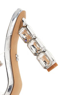 Kadın Gümüş Bilekten Bantlı Taşlı İnce Topuklu Sandalet | Derimod Kadın Gümüş Bilekten Bantlı Taşlı İnce Topuklu Sandalet | Derimod