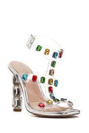 Kadın Gümüş Bilekten Bantlı Taşlı İnce Topuklu Sandalet | Derimod Kadın Gümüş Bilekten Bantlı Taşlı İnce Topuklu Sandalet | Derimod