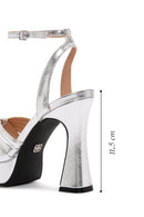 Kadın Gümüş Bilekten Bantlı Platfrom Yüksek Topuklu Sandalet | Derimod Kadın Gümüş Bilekten Bantlı Platfrom Yüksek Topuklu Sandalet | Derimod