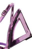 Kadın Mor Bilekten Tokalı Dolgu Topuklu Metalik Sandalet | Derimod Kadın Mor Bilekten Tokalı Dolgu Topuklu Metalik Sandalet | Derimod