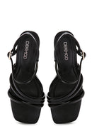 Kadın Siyah Bilekten Bantlı Topuklu Sandalet | Derimod Kadın Siyah Bilekten Bantlı Topuklu Sandalet | Derimod