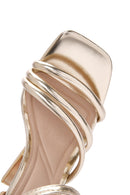 Kadın Altın Bilekten Bantlı Metalik Topuklu Sandalet | Derimod Kadın Altın Bilekten Bantlı Metalik Topuklu Sandalet | Derimod