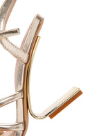 Kadın Altın Bilekten Bantlı Metalik Topuklu Sandalet | Derimod Kadın Altın Bilekten Bantlı Metalik Topuklu Sandalet | Derimod