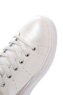 Women's White Lace-Up Thick Soled Sneaker | Derimod Women's White Lace-Up Thick Soled Sneaker | Derimod