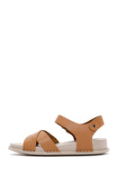 Kadın Taba Bilekten Bantlı Deri Sandalet | Derimod Kadın Taba Bilekten Bantlı Deri Sandalet | Derimod