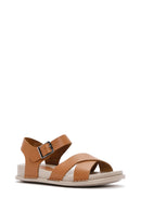 Kadın Taba Bilekten Bantlı Deri Sandalet | Derimod Kadın Taba Bilekten Bantlı Deri Sandalet | Derimod