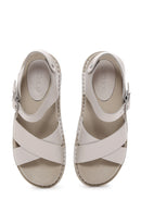 Women's Gray Ankle Strap Leather Sandals | Derimod Women's Gray Ankle Strap Leather Sandals | Derimod