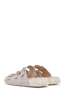 Kadın Gri Tokalı Deri Comfort Terlik | Derimod Kadın Gri Tokalı Deri Comfort Terlik | Derimod