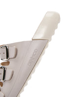 Women's Gray Buckle Leather Comfort Slippers | Derimod Women's Gray Buckle Leather Comfort Slippers | Derimod