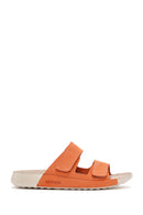 Women's Orange Nubuck Leather Comfort Slippers | Derimod Women's Orange Nubuck Leather Comfort Slippers | Derimod