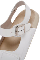 Kadın Beyaz Bilekten Bantlı Deri Comfort Sandalet | Derimod Kadın Beyaz Bilekten Bantlı Deri Comfort Sandalet | Derimod