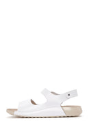 Kadın Beyaz Bilekten Bantlı Deri Comfort Sandalet | Derimod Kadın Beyaz Bilekten Bantlı Deri Comfort Sandalet | Derimod