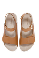 Kadın Taba Bilekten Bantlı Deri Comfort Sandalet | Derimod Kadın Taba Bilekten Bantlı Deri Comfort Sandalet | Derimod