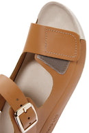 Kadın Taba Bilekten Bantlı Deri Comfort Sandalet | Derimod Kadın Taba Bilekten Bantlı Deri Comfort Sandalet | Derimod