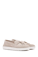 Women's Beige Suede Leather Comfort Loafer | Derimod Women's Beige Suede Leather Comfort Loafer | Derimod
