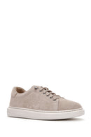 Women's Beige Lace-Up Suede Leather Sneaker | Derimod Women's Beige Lace-Up Suede Leather Sneaker | Derimod