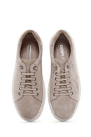 Women's Beige Lace-Up Suede Leather Sneaker | Derimod Women's Beige Lace-Up Suede Leather Sneaker | Derimod