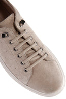 Women's Beige Lace-Up Suede Leather Sneaker | Derimod Women's Beige Lace-Up Suede Leather Sneaker | Derimod
