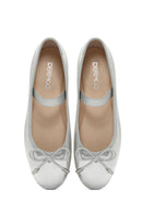 Kadın Gümüş Metalik Deri Babet | Derimod Kadın Gümüş Metalik Deri Babet | Derimod