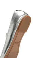 Kadın Gümüş Metalik Deri Babet | Derimod Kadın Gümüş Metalik Deri Babet | Derimod