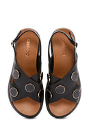 Women's Black Ankle Strap Leather Sandals | Derimod Women's Black Ankle Strap Leather Sandals | Derimod