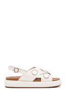 Women's Cream Ankle Strap Leather Sandals | Derimod Women's Cream Ankle Strap Leather Sandals | Derimod