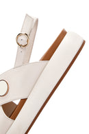 Women's Cream Ankle Strap Leather Sandals | Derimod Women's Cream Ankle Strap Leather Sandals | Derimod