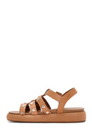 Women's Tan Ankle Strap Thick Soled Leather Sandals | Derimod Women's Tan Ankle Strap Thick Soled Leather Sandals | Derimod