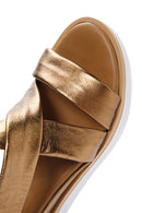 Kadın Bakır Kalın Tabanlı Deri Sandalet | Derimod Kadın Bakır Kalın Tabanlı Deri Sandalet | Derimod